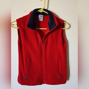 Old Navy Red Fleece Vest with Dark Collar Size XS